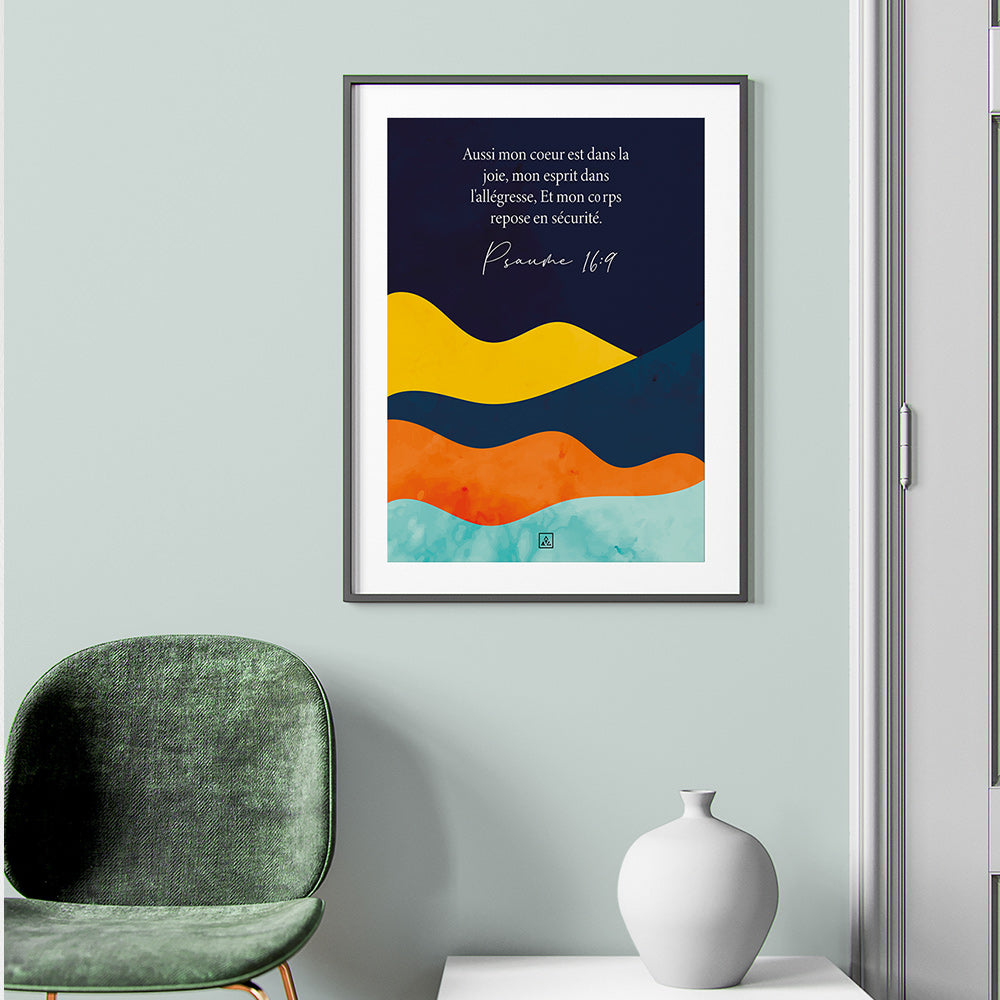 Décoration d'intérieur chrétienne Psaume 16:9 pour femme