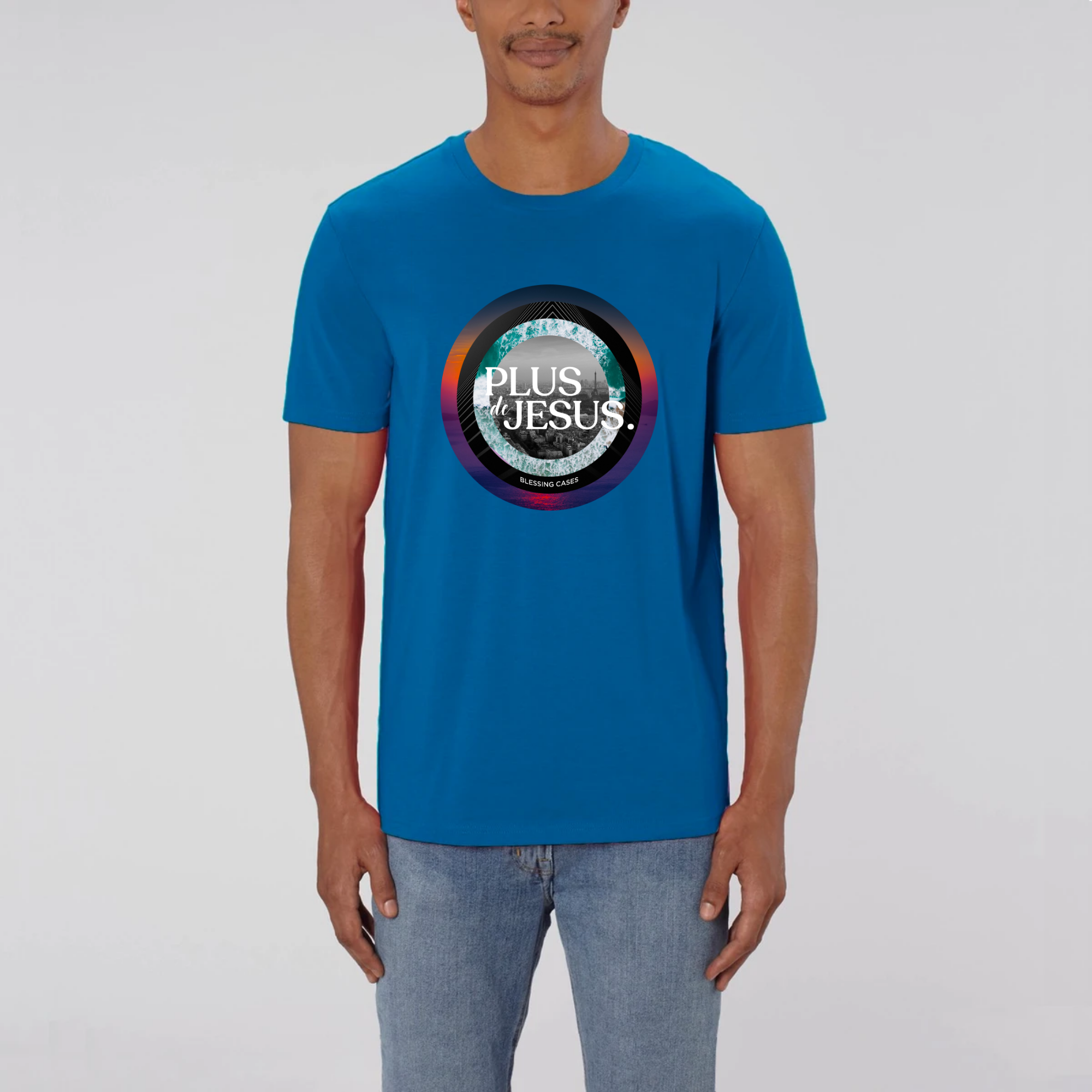 T-shirt chrétien bleu idéal pour les cadeaux et anniversaire.