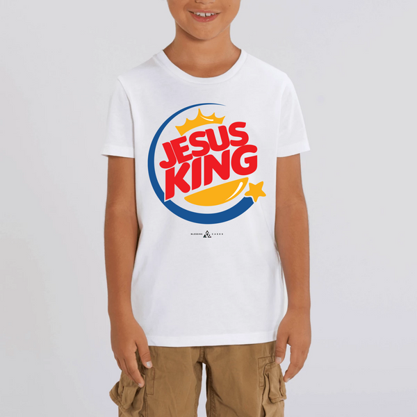 T-shirt chrétien enfant Jesus King blanc