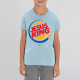 T-shirt chrétien enfant Jesus King blessing cases bleu