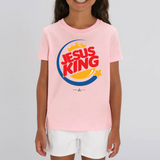 T-shirt chrétien enfant Jesus King blessing cases rose