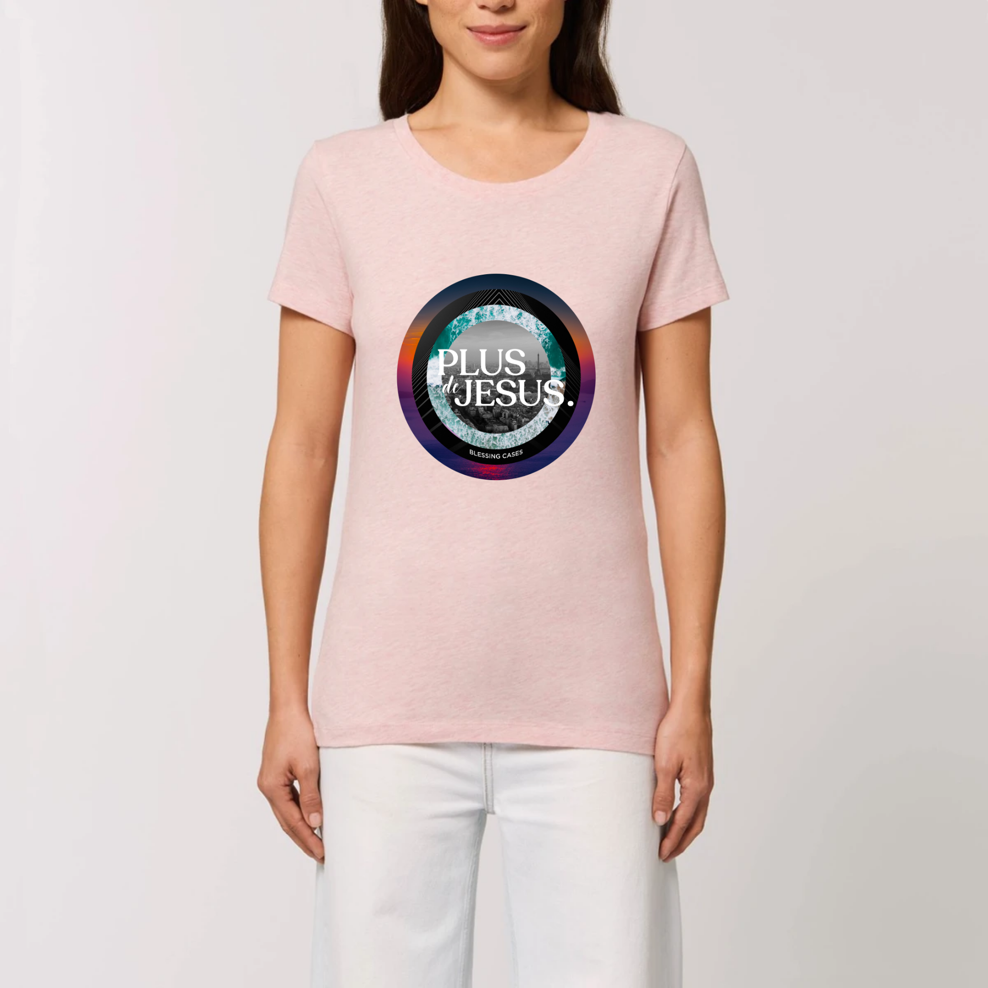 T-shirt chrétien rose femme Plus de Jésus