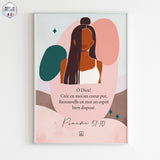 Affiche chrétienne avec verset biblique Psaume 51:10 femme de foi