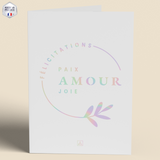 Carte chrétienne - Félicitation : Paix amour joie holographique
