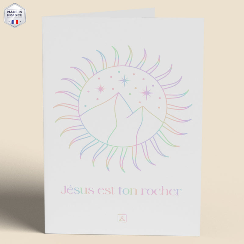 Pack de 3 cartes chrétiennes - Jésus est ton rocher holographique