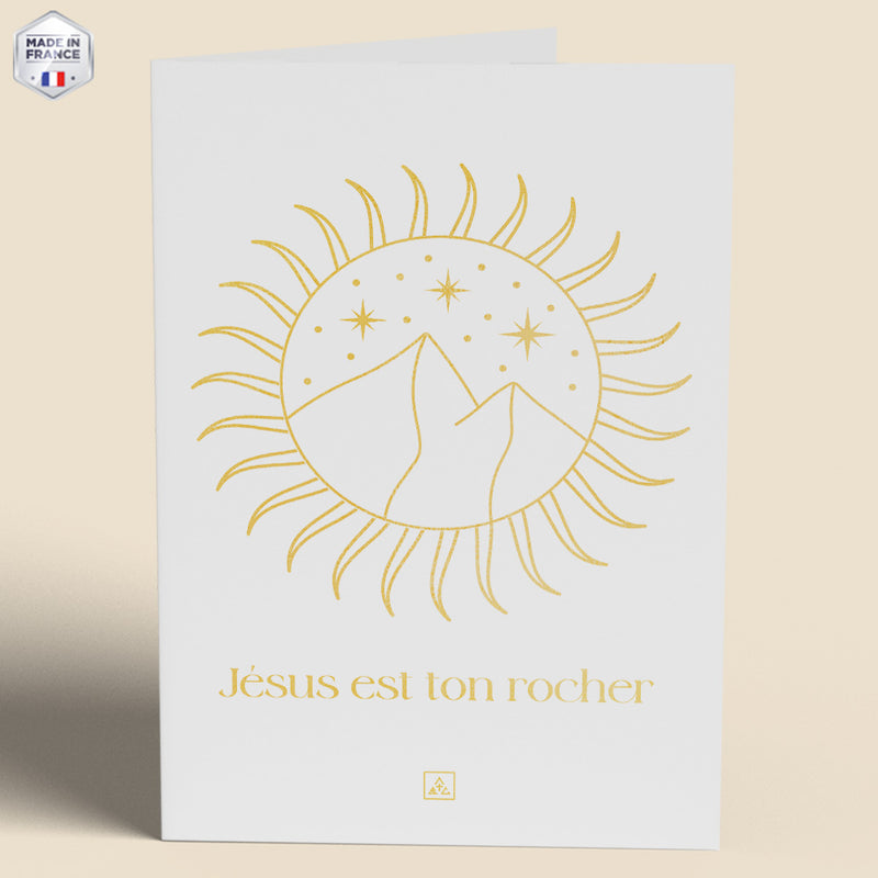 Pack de 3 cartes chrétiennes - Jésus est ton rocher or jaune
